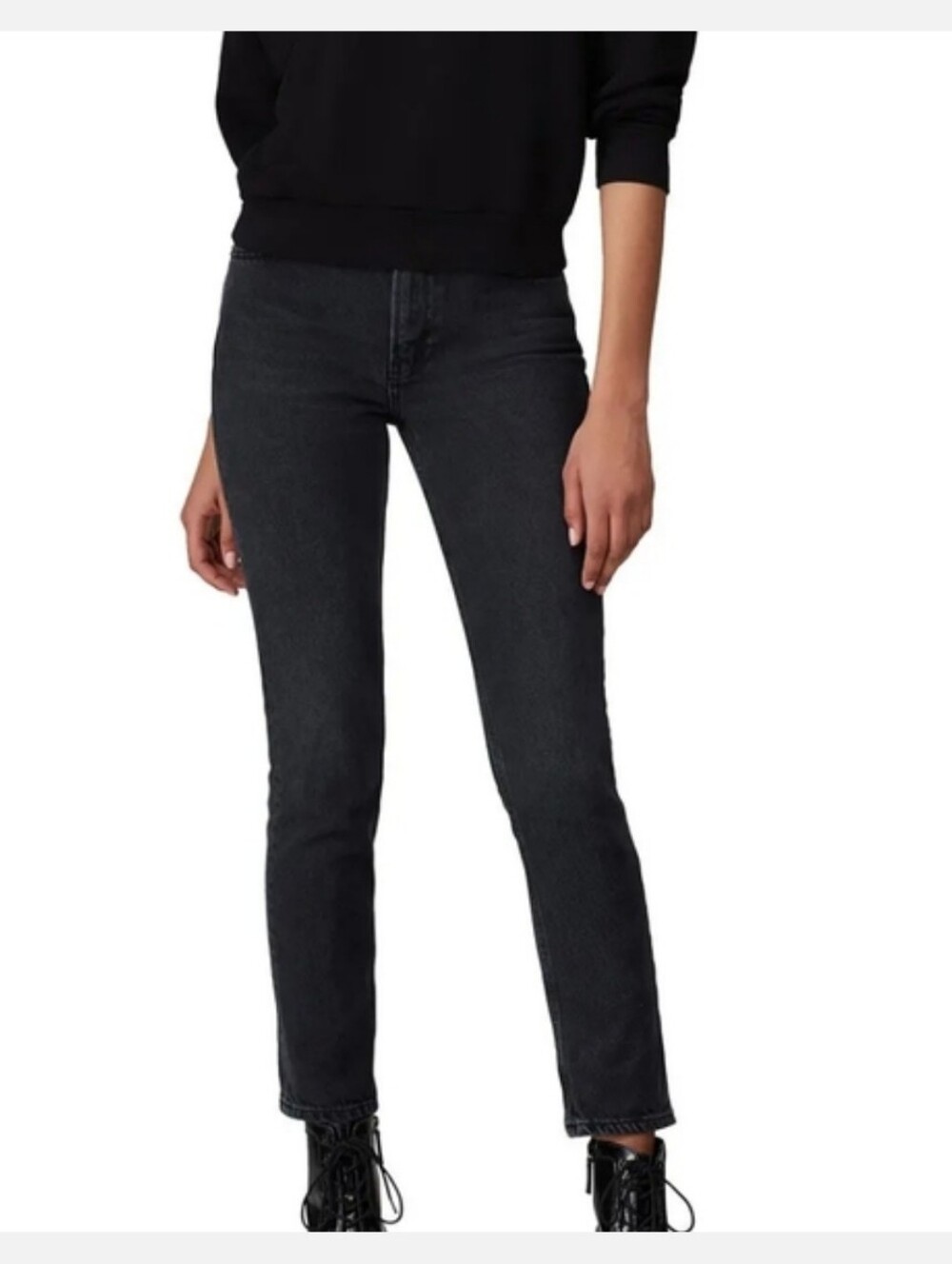 Reformation Black Gray Jeans JULIA High Rise Cigarette Pacific Wash